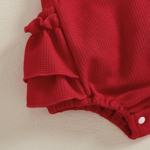 Adobabirl Baby Girl Ruffle Romper Dress Sleeveless Bowknot Embroidery Jumpsuit Valentines Outfit Newborn Clothes in Kuwait