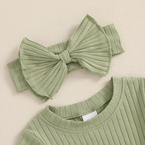 Ledy Champswiin Newborn Girl Summer Clothes Baby Short Sleeve Romper Solid Ribbed Jumpsuit with Headband Infant Outfit in Saudi Arabia