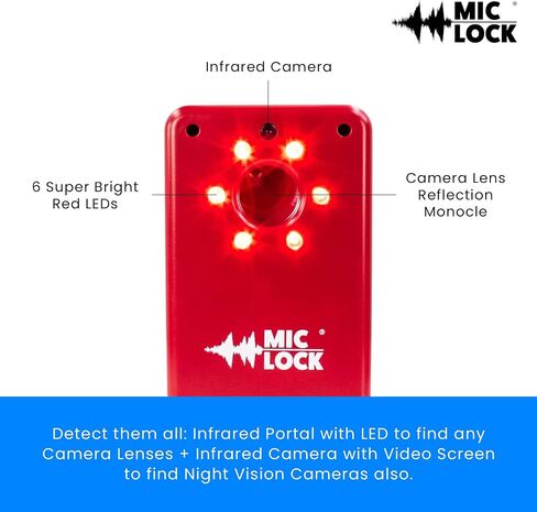 Mic-Lock Camera Finder Pro - Anti Spy Hidden Camera Detector with Infrared (IR) - Secure Your Space (Red) in Saudi Arabia