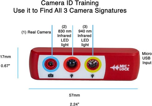 Mic-Lock Camera Finder Pro - Anti Spy Hidden Camera Detector with Infrared (IR) - Secure Your Space (Red) in Saudi Arabia