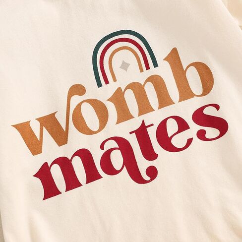 Baby Twins Matching Outfit Womb Mates Sweatshirt Romper Bodysuit Newborn Baby Girl Boy Clothes 0 3 6 12 18 Months in Kuwait