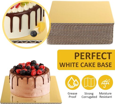 Lallisa 100 Pcs Square White Cake Boards 6 Inches Disposable Cake Base Sturdy Grease Proof Cake Base Cake Stands Cardboard Trays Pad for Cake Pizza Desserts Food Decorating Plate Baking Party Supplies in Saudi Arabia
