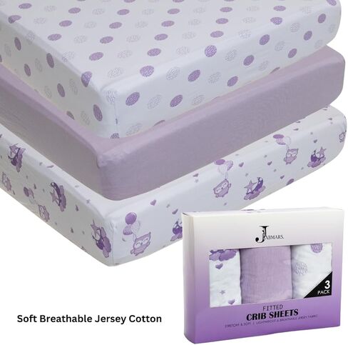 3 Pack Crib Sheets – Ultra Soft Jersey Cotton Baby Crib Sheets, Breathable Fitted Sheets for Standard Crib Mattress (52" x 28"), Baby Boy Crib Bedding Set – Blue Grey Elephant in Saudi Arabia