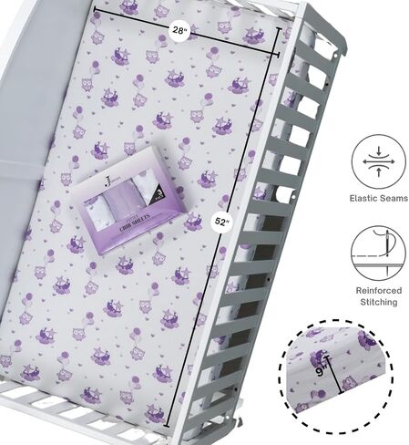 3 Pack Crib Sheets – Ultra Soft Jersey Cotton Baby Crib Sheets, Breathable Fitted Sheets for Standard Crib Mattress (52" x 28"), Baby Boy Crib Bedding Set – Blue Grey Elephant in Saudi Arabia