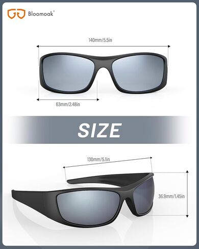 نظارات شمسية مستقطبة سوداء اللون بعدسات داكنة للغاية من بلوموك | نظارات شمسية رياضية للجنسين | الأشعة فوق البنفسجية 400 | القط 4 | لرهاب الضوء in Kuwait