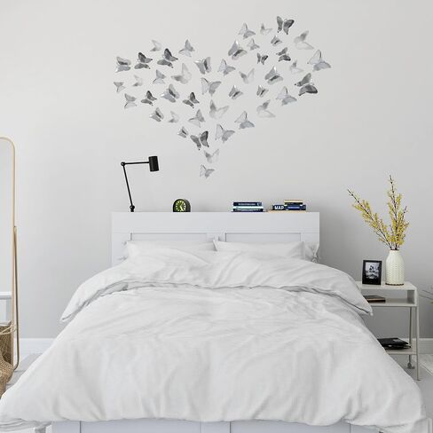 3D Mirror Mirror Metallic Butterfly Wall Decory ، Red ، 48pcs 4 Styles 3 أحجام ، ملصقات قابلة للإزالة جدار ديكور جدارية لزخارف الحفل in Saudi Arabia