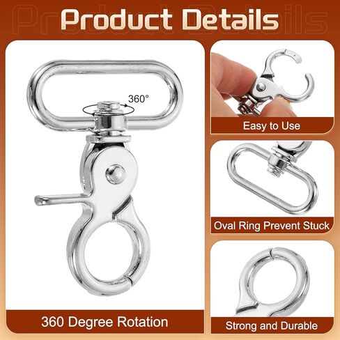 uxcell 6Pcs Swivel Snap Hook, 32mm(1 1/4") Trigger Snap Heavy Duty Zinc Alloy Metal Lobster Claw Clasp Lanyard Clips for Straps Bags Belting Leathercraft, Gun Black in Kuwait