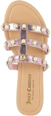 صندل الشريحة النسائية المصنوعة من الأزياء - شريحة مسطحة ومريحة ومريحة وخضرة وشرائح لؤلؤة منتفخة لارتداء غير رسمي وصيف in Kuwait