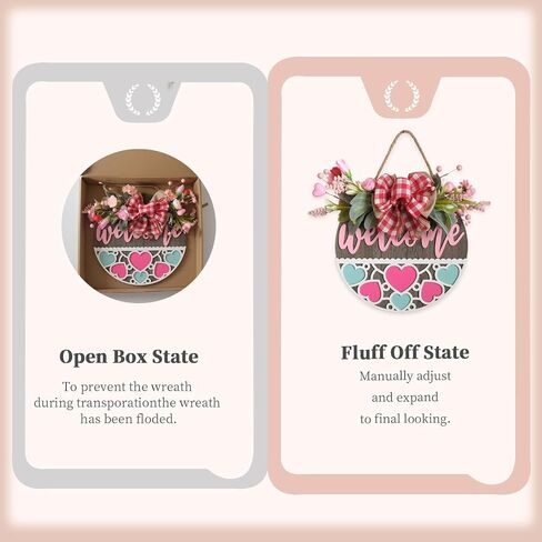 Valentine's Day Wooden Wreaths Sign with Artificial Berry Decoration, Hearts and Buffalo Bow Farmhouse Entrance Outdoor Art Wall Decor in Saudi Arabia