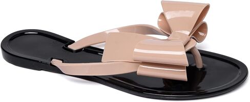 YANWENFANG Women Flip Flops Jelly Thong Waterproof Bow Summer Beach Rain Casual PVC Boho Vacation Flat Sandals in Saudi Arabia