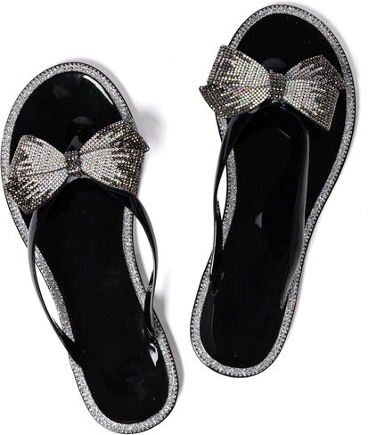 YANWENFANG Women Flip Flops Jelly Thong Waterproof Bow Summer Beach Rain Casual PVC Boho Vacation Flat Sandals in Saudi Arabia