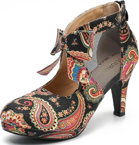 LIURUIJIA Womens Platform High Heels Bow Pumps Cutout Mesh Panel Wedding Work Party Dress Shoes in Kuwait