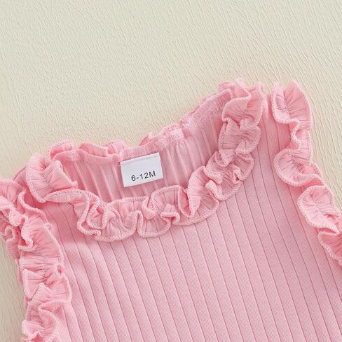 Toddler Girls Summer Outfits Solid Color Ruffle Sleeveless Tank Tops Vest Denim Skirts Kids Fashion 2 Piece Outfits in Kuwait