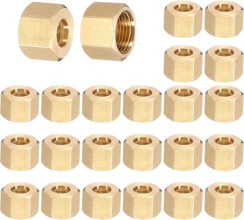 PATIKIL 3/16" Brass Compression Nut,25Pcs Brass Compression Fitting for Air Oil Water Fuel Inert Gases Plumbing System Heating Air Conditioning Pipes in Saudi Arabia