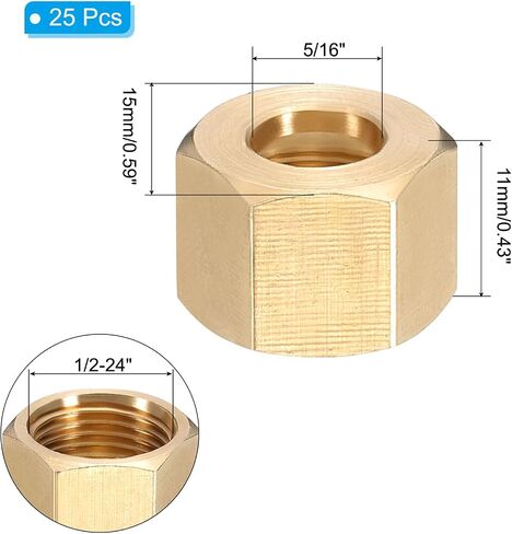 PATIKIL 3/16" Brass Compression Nut,25Pcs Brass Compression Fitting for Air Oil Water Fuel Inert Gases Plumbing System Heating Air Conditioning Pipes in Saudi Arabia