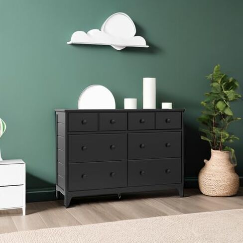 Storkcraft Moss 6 Drawer Double Dresser (Black) – GREENGUARD Gold Certified, Wood Dresser for Nursery, 6 Drawer Dresser, Kids Dresser, Nursery Dresser Drawer Organizer, Chest of Drawers in Kuwait