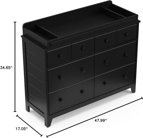 Storkcraft Moss 6 Drawer Double Dresser (Black) – GREENGUARD Gold Certified, Wood Dresser for Nursery, 6 Drawer Dresser, Kids Dresser, Nursery Dresser Drawer Organizer, Chest of Drawers in Kuwait