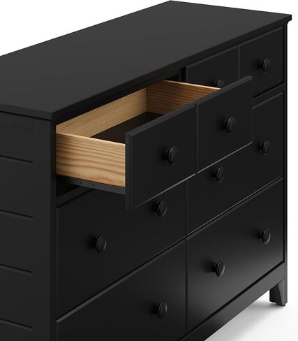 Storkcraft Moss 6 Drawer Double Dresser (Black) – GREENGUARD Gold Certified, Wood Dresser for Nursery, 6 Drawer Dresser, Kids Dresser, Nursery Dresser Drawer Organizer, Chest of Drawers in Kuwait