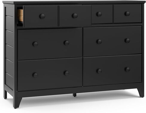 Storkcraft Moss 6 Drawer Double Dresser (Black) – GREENGUARD Gold Certified, Wood Dresser for Nursery, 6 Drawer Dresser, Kids Dresser, Nursery Dresser Drawer Organizer, Chest of Drawers in Kuwait