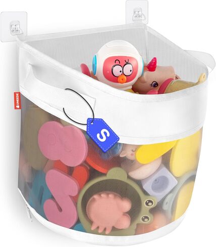 UNEEDE Bath Toy Organizer,1.55 Gallons Bathtub Toy Storage Organizer,Quick Access Bath Toy Holder For Bathtub,Baby Organizer And Storage,Quick Dry Baby Bath Toy Storage For Tub,Mesh Shower Caddy White in Saudi Arabia