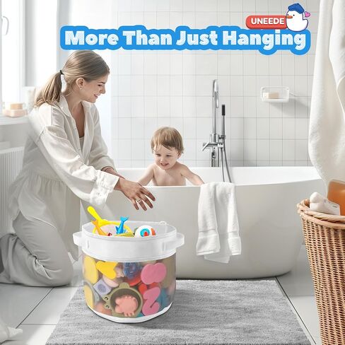 UNEEDE Bath Toy Organizer,1.55 Gallons Bathtub Toy Storage Organizer,Quick Access Bath Toy Holder For Bathtub,Baby Organizer And Storage,Quick Dry Baby Bath Toy Storage For Tub,Mesh Shower Caddy White in Saudi Arabia