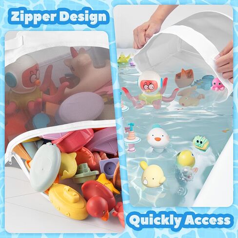 UNEEDE Bath Toy Organizer,1.55 Gallons Bathtub Toy Storage Organizer,Quick Access Bath Toy Holder For Bathtub,Baby Organizer And Storage,Quick Dry Baby Bath Toy Storage For Tub,Mesh Shower Caddy White in Saudi Arabia