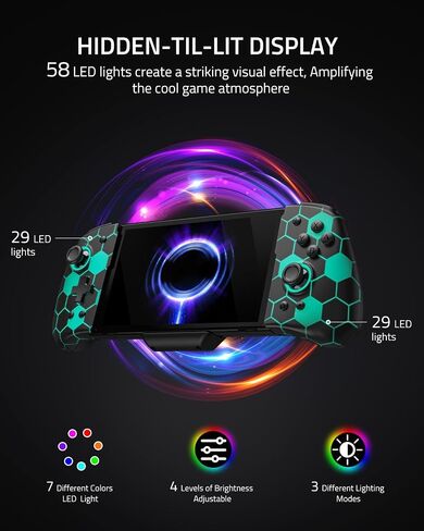 FUNLAB [وحدة تحكم بمفتاح نمط مضيء متوافقة مع المحول/OLED، وحدة تحكم محمولة بمفتاح مريح Luminpad، استبدال وحدات تحكم Joypad من قطعة واحدة - 7 ألوان LED/Turbo/Mapping in Saudi Arabia