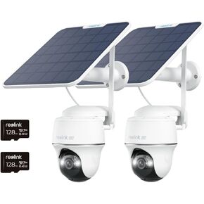 REOLINK Go PT Ultra 2 Pack Bundle - 4K Cellular Security Camera Wireless Outdoor, 3G/4G LTE, 4K Live Streaming, Solar Powered, Color Night Vision, Include SD Card (128GB), Local Storage