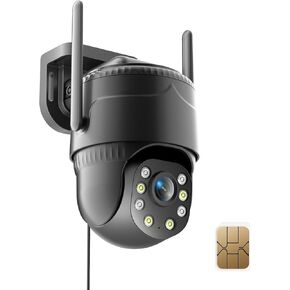 KKB 4G LTE Cellular Security Camera, Wired Cellular Cam Built-in SIM Card for Outdoor/Indoor, Unlimited Data Plan, No WiFi Security Cameras 2K Color Night Vision, PIR Motion Detection, 24/7 Recording