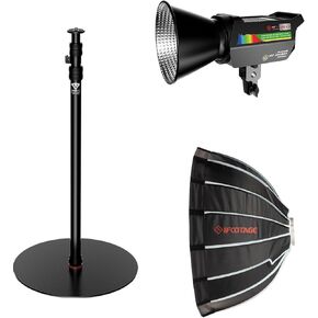IFOOTAGE Round Base Monopod RB-A400,Video LED Bi-Color Light 200BNA and 90cm Deep Lantern Softbox,Studio Shooting Kit