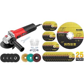 Bundle Deal, Corded Angle Grinder and Cut Off Wheels 4 1/2 inch 29 Pack