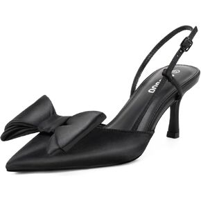 Women's High Heels with Bow - Pointed Toe Slingback Pumps for Dress Wedding Bridal