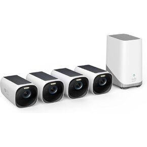 eufy Security eufyCam S330 (eufyCam 3) 4-Cam Bundle, Security Camera Outdoor Wireless, 4K Camera with Solar Panel, Forever Power, Face Recognition AI, Expandable Local Storage, No Monthly Fee