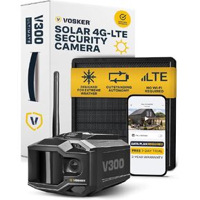 V300 Ultimate 4G-LTE كاميرا أمان خارجية مستقلة مع لوحة شمسية خارجية | عالية السعة 15000 مللي أمبير في الساعة بنك الطاقة الشمسية الخارجية | شملت بطاقات SIM | لا حاجة واي فاي | البث المباشر (2 عبوة)
