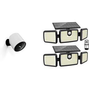 SimpliSafe 1080p Outdoor Security Camera with 140° View, Solar Lights Outdoor with 2500LM 232 LEDs, Larger Tempered Glass Solar Panel (2-Pack)