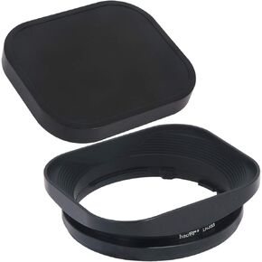 Haoge LH-X53 Bayonet Square Metal Lens Hood and Haoge Cap-HG-B Square Metal Cap for Fujifilm Fuji Fujinon XF35mm F1.4 R / XF35mmF1.4 R XF 18mm F2 R/XF18mmF2 R/XF60mmF2.4 R Macro Lens
