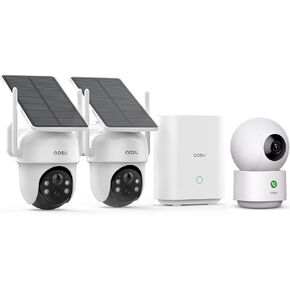 AOSU Security Cameras Outdoor Wireless, 2 Cam-Kit, No Subscription 2K Security Camera Indoor, Baby Monitor Pet Camera 360-Degree for Home Security