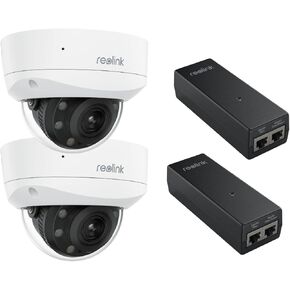 REOLINK PoE IP Security Camera RLC-843Ax2 Bundle with PoE Injector x2, One Cable Offer Both Power and Data, 5X Optical Zoom for Outdoor Usage, 8MP HD Security PoE Camera System