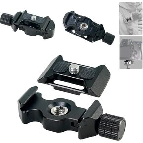 Aluminum Quick Release Plate Kit, Camera Mount Adapter with 1/4" 3/8" Screw Threads, Camera Clip for Gimbal Stabilizer Tripod Head Slider