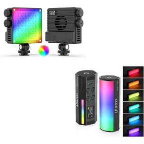 ULANZI LE20 RGB Video Light, 20W Pocket Camera Light 360° Full Color Portable Photography Video Lighting, ULANZI 1 Pack Handheld Light Wand, 360° RGB LED Video Light for Photography, 2000mAh Rechargea