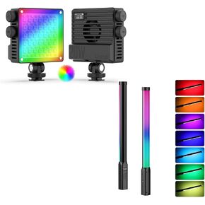 ULANZI LE20 RGB Video Light, 20W Pocket Camera Light 360° Full Color Portable Photography Video Lighting, ULANZI VL119 Handheld Light Wand, 360° RGB LED Video Light Stick for Photography