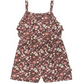 Modern Moments by Gerber Baby Girls' Ruffle Romper, Brown Star Floral, 18 Months