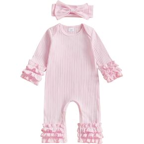 Newborn Baby Girl Clothes Long Sleeve Doll Collar Bow Embroidery Onesie Romper Spring Hospital Coming Home Outfit