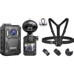 BOBLOV KJ23Pro 2K Body Camera, 256GB Body Camera with Night Vision, 4000mAh Battery for 15 Hours Continuous Recording Dual Shoulder Mount, Body Worn Camera Vest Mount, for All Brand Camera