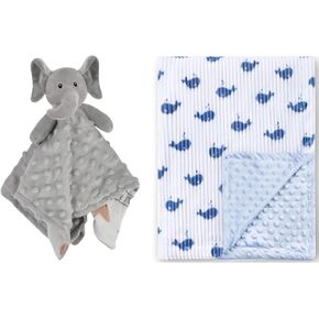 BORITAR Elephant Baby Security Blanket Soft Minky Dot Fabric Lovey Blanket with Lovely Animal Pattern Backing+Baby Blankets for Boys Girls Super Soft Corduroy
