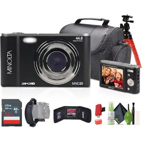 Minolta MND20 44MP / 2.7K Quad HD Digital Camera (Magenta) + Accessories