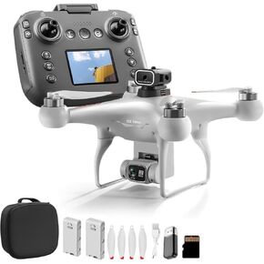 RC Drone With Screen Display, Dual Camera, 360 Degree Flip, Optical Flow Hover, LED Lights, Speed Adjustment, One Click Takeoff And Landing, Fly Left And Right, Quadcopter, 2 Batteries, Memory Card, Card Reader, Handbag (Black)