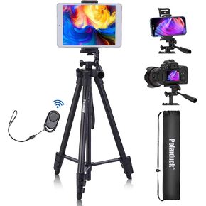 60" Camera Phone Tripod Stand for iPhone and iPad Compatible with Canon Rebel Eos Nikon Sony DSLR & Tablet with Phone Holder, Wireless Remote & Carry Bag