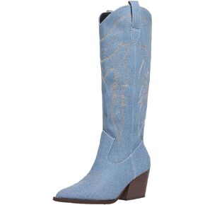 SelRoys Cowboy Boots for Women Cowgirl Embroidered Stitched Pointy Toe Chunky Heel Western Country Fashion Boots