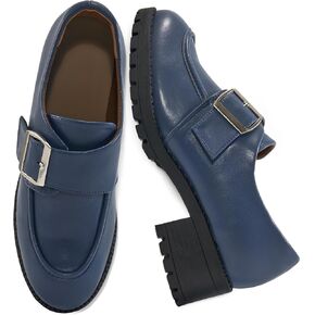 FUDYNMALC Womens Platform Loafers Dressy: 2025 Casual Comfortable Chunky Shoes Ladies Walking Office Footwear with Hook and Loop